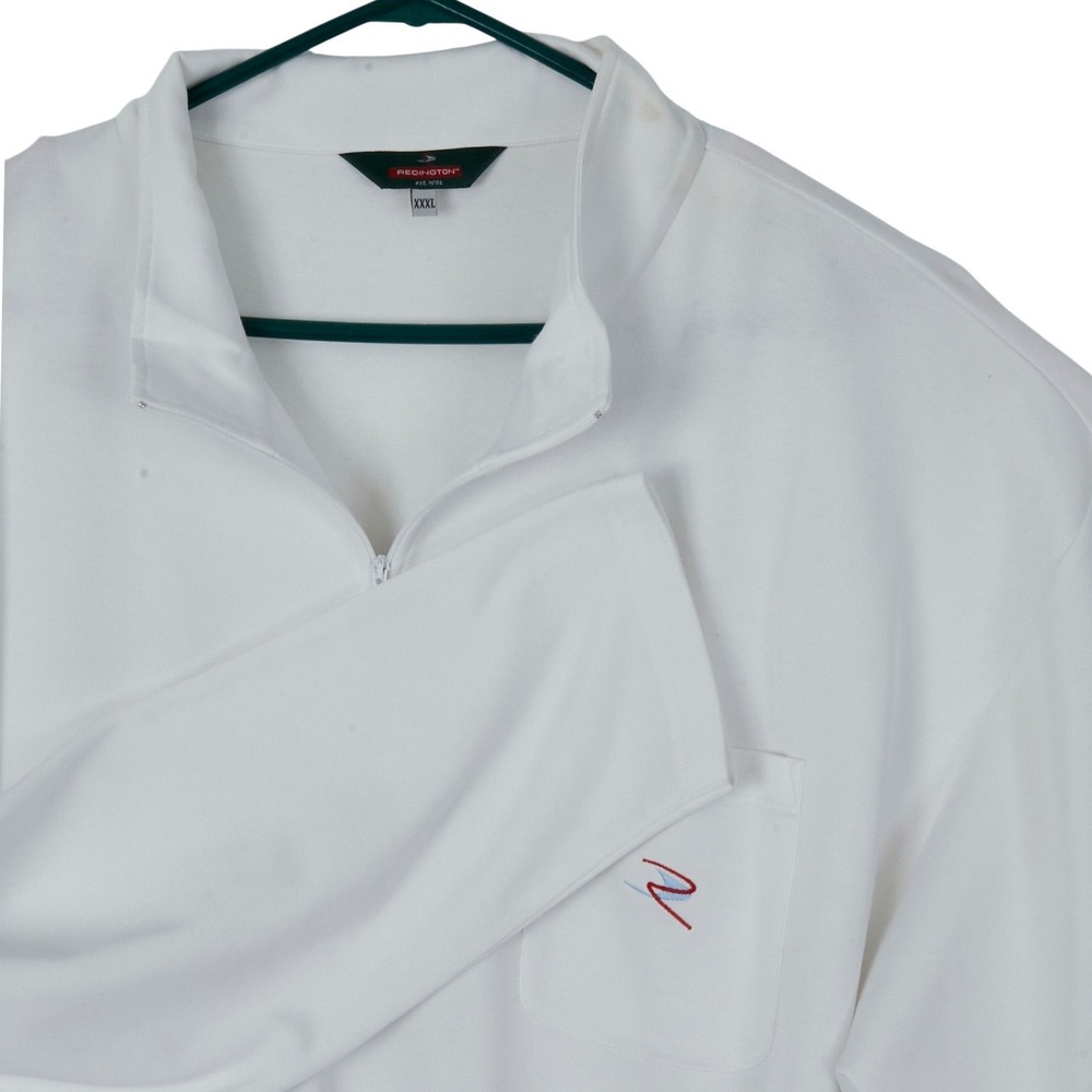 Redington Quarter Zip Polo Mens XXXL White Long Sleeve Chest Pocket Poly Cotton